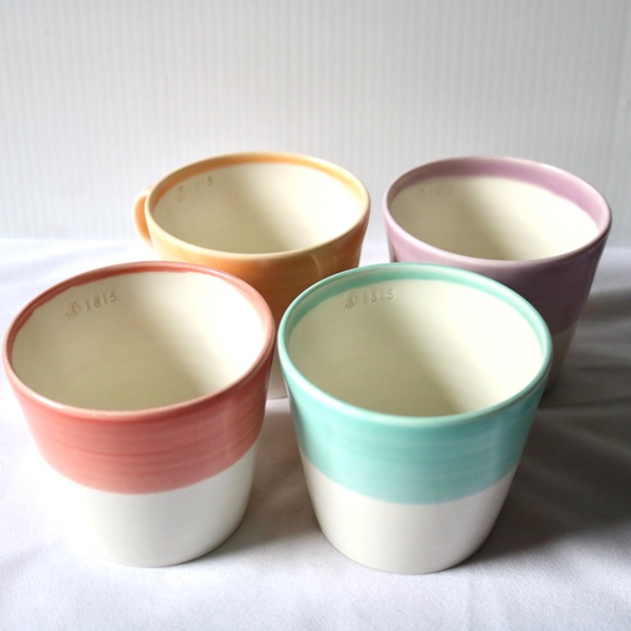 Set of 4 ROYAL DOULTON 1815 Porcelain Coffee Tea Mug Pink Teal Orange Purple - Picture 3 of 7